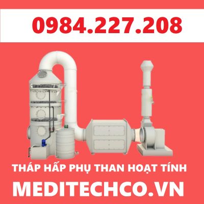 Tháp khử mùi xử lý khí thải bằng phương pháp hấp phụ hoặc hấp thụ than hoạt tính thương hiệu MEDITECH